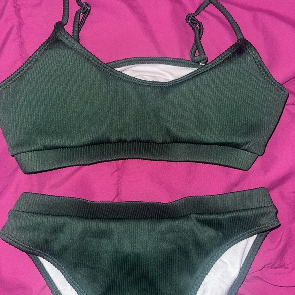 Green Ribbed Bikini Set - Picture 2 of 5